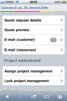 iPhone-Screenshot – Projektsteuerung