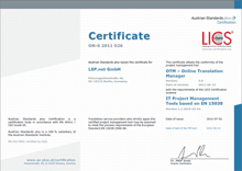 OTM EN 15038 certificate