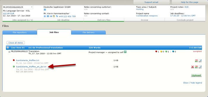 Delivery file uploaded