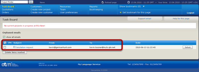 The rerouted message appears in the incoming e-mail for the new recipient
